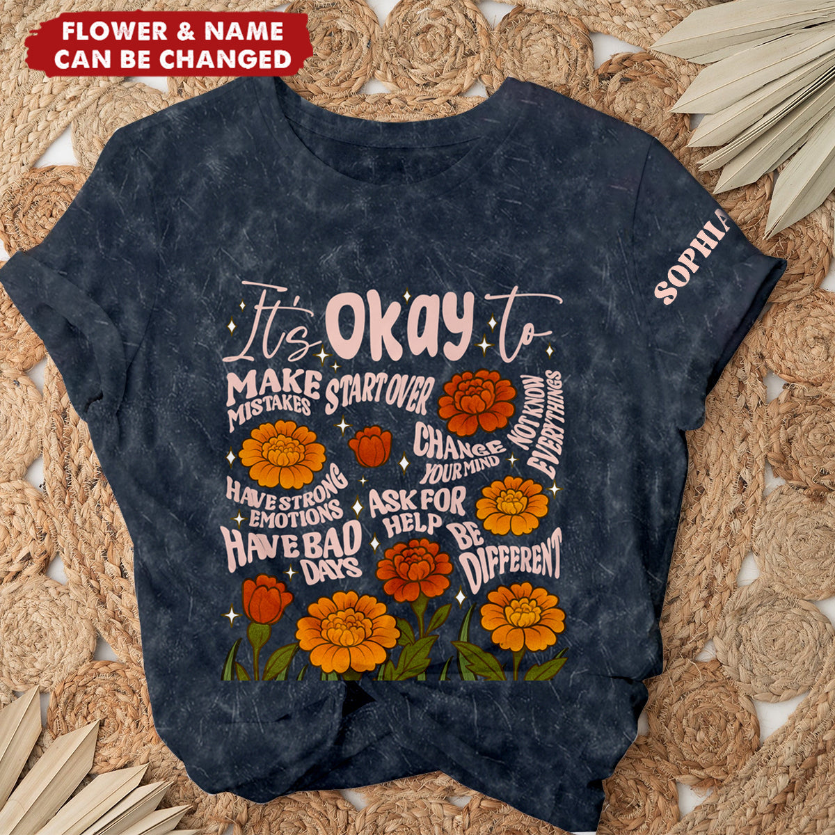 It's Okay To - Personalized Acid Wash T‑Shirt