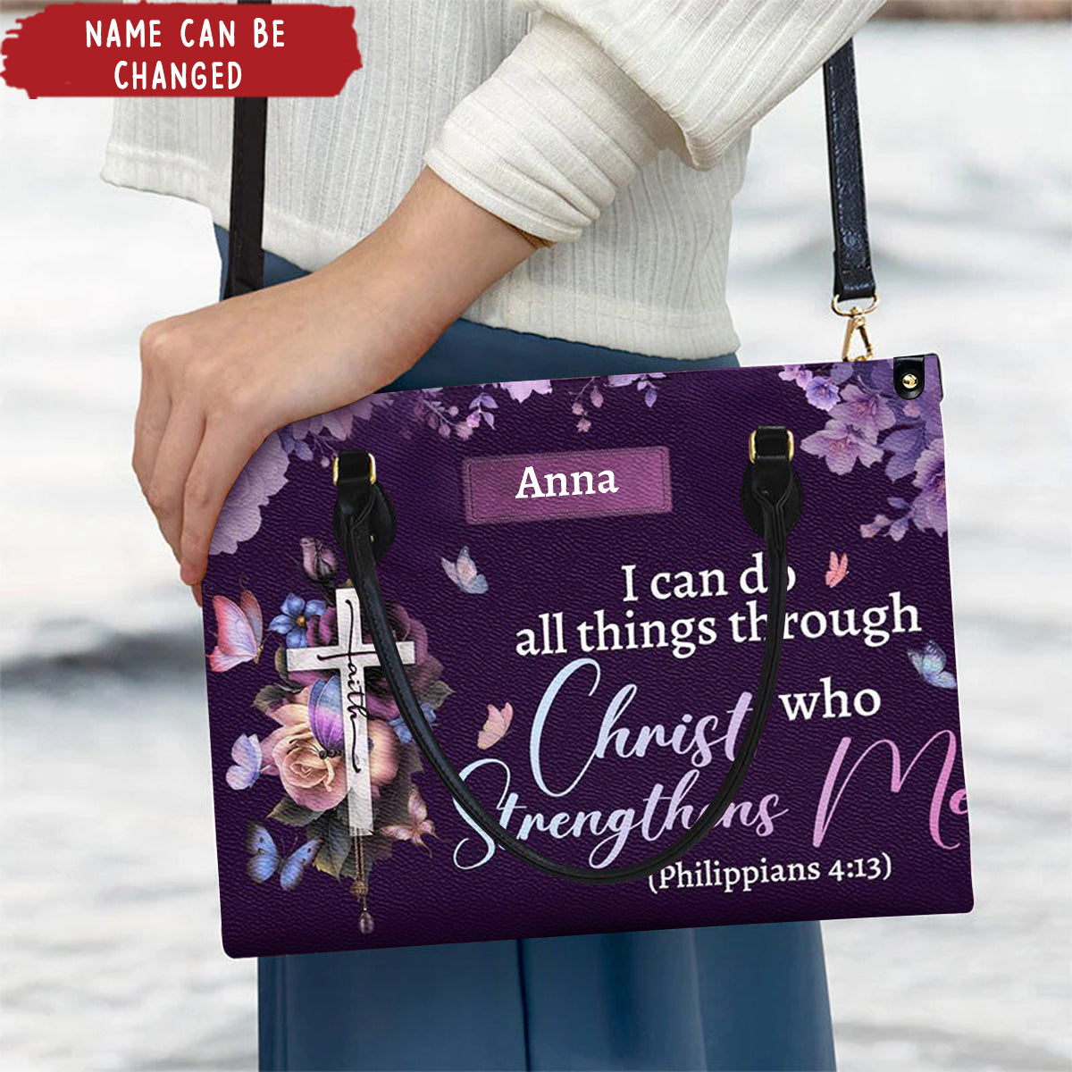 I Can Do All Things Through Christ Who Strengthens Me - Personalized Leather Bag
