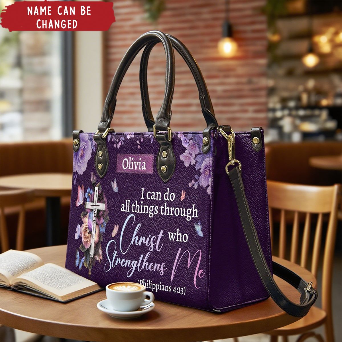 I Can Do All Things Through Christ Who Strengthens Me - Personalized Leather Bag