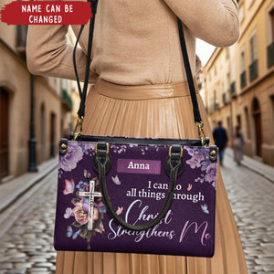 I Can Do All Things Through Christ Who Strengthens Me - Personalized Leather Bag