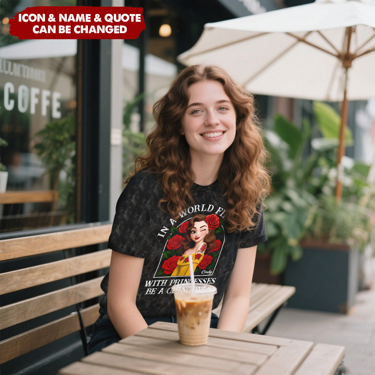 In A World Filled With Princesses Be A Chingona Hispanic - Personalized Acid Wash T‑Shirt