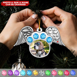 Custom Photo You Left A Paw Print On My Heart Printed Gemstones - Personalized Metal Ornament