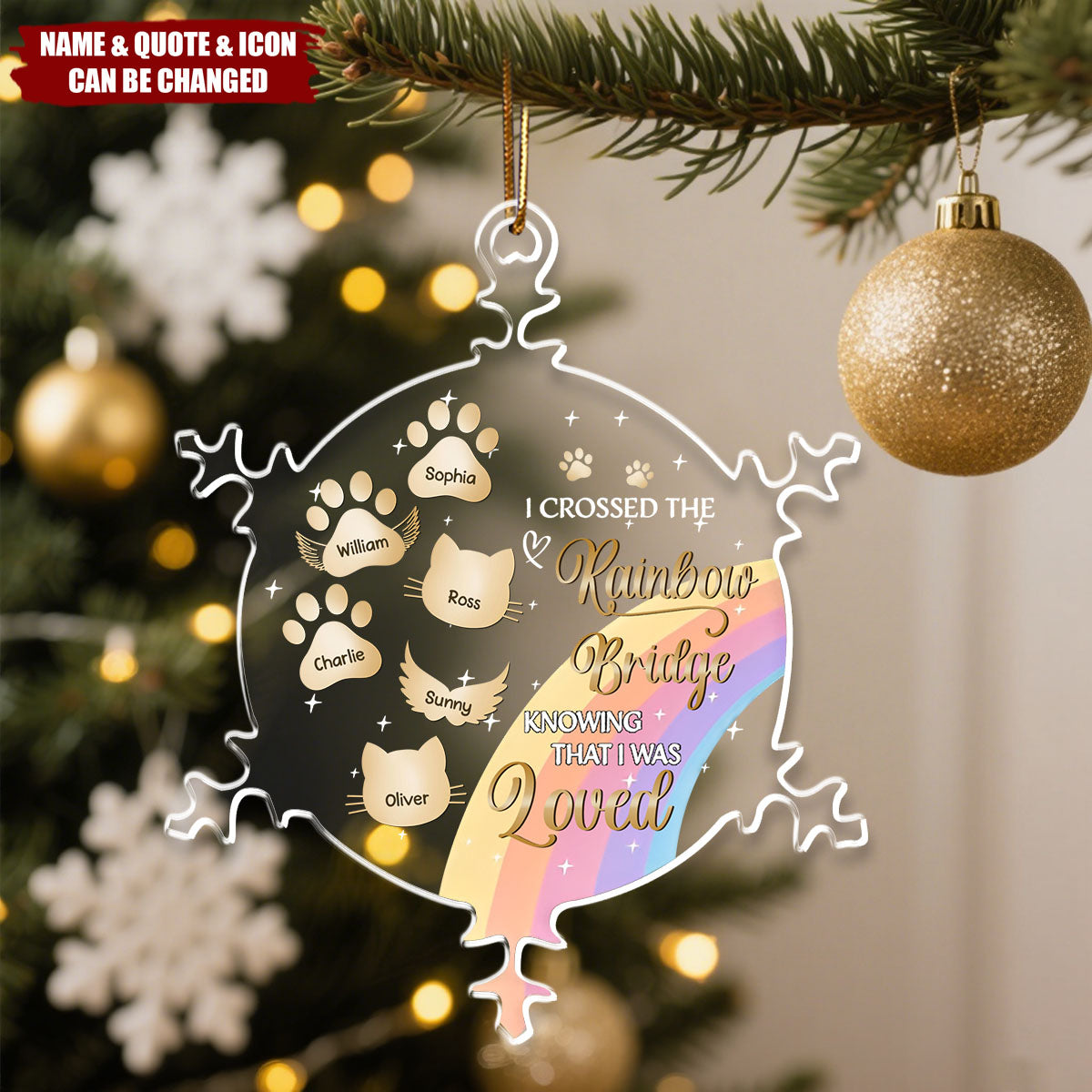 At The Rainbow Bridge - Personalized Snowflakes Shaped Acrylic Ornament