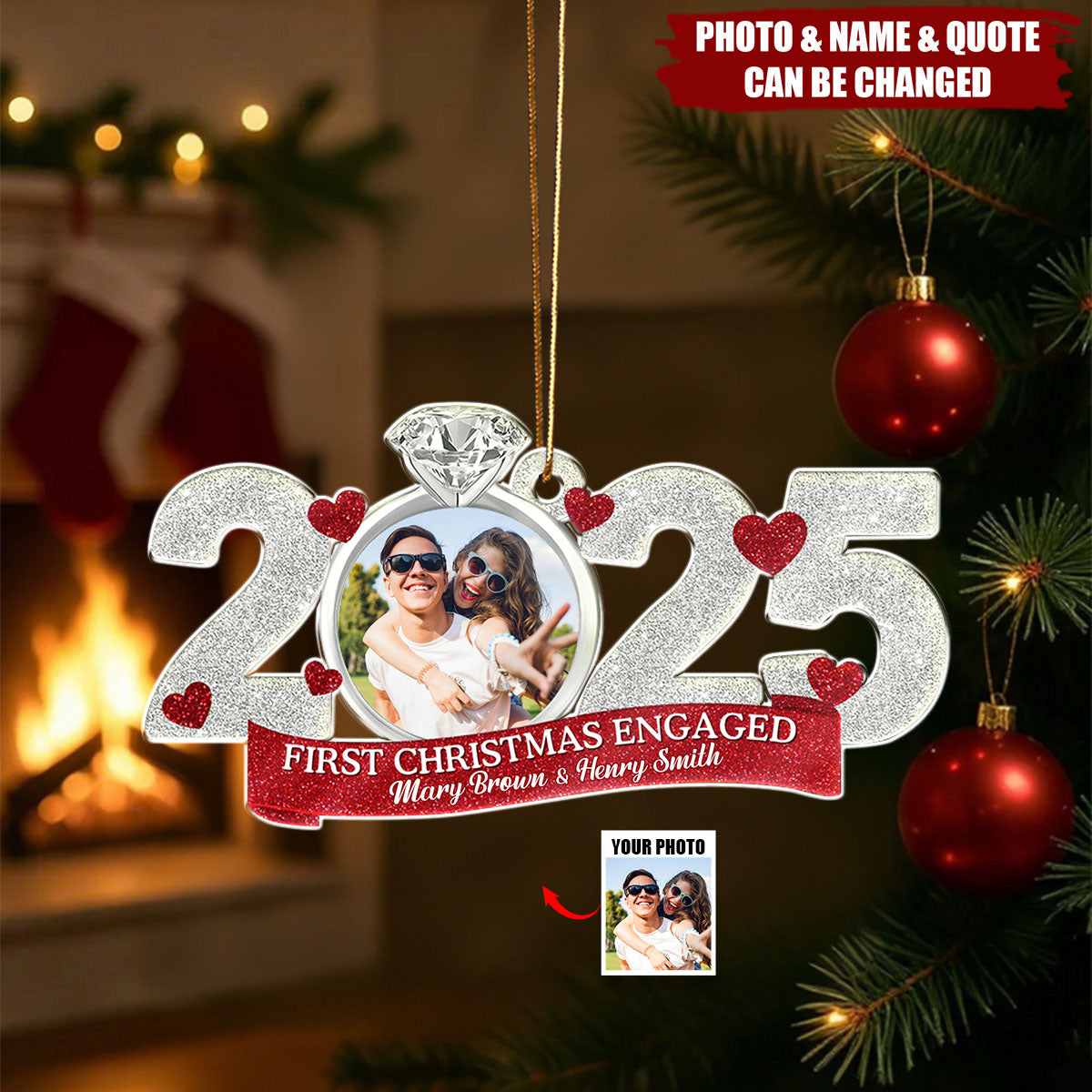 Custom Photo First Christmas As Mr. & Mrs. - Personalized Shaped Acrylic Ornament
