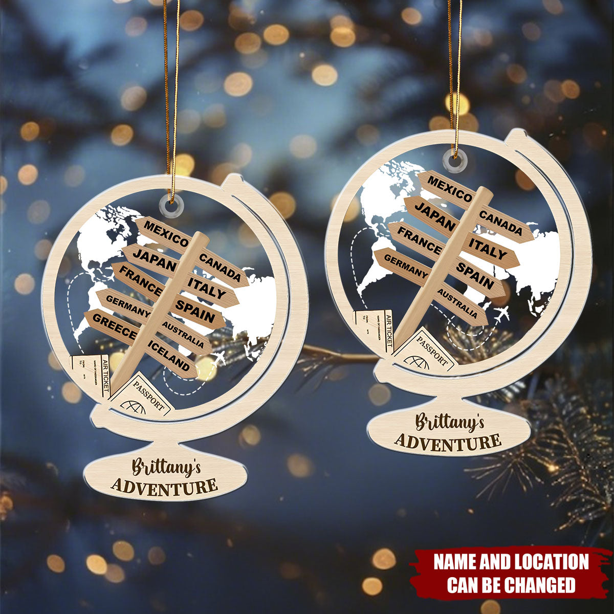 Travel Adventure - Personalized Christmas Acrylic Ornament