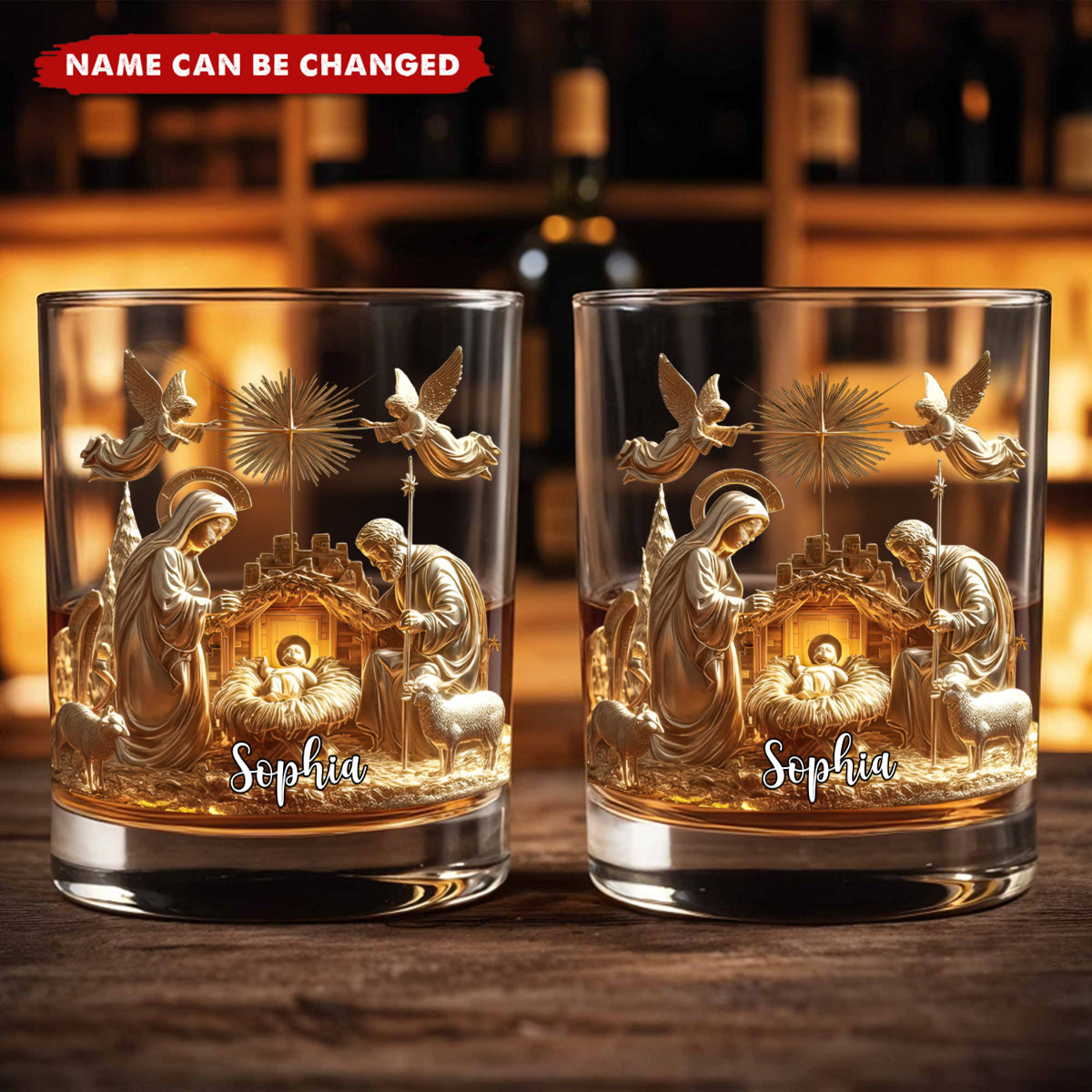 Nativity Moment - Personalized Christian Whiskey Glass