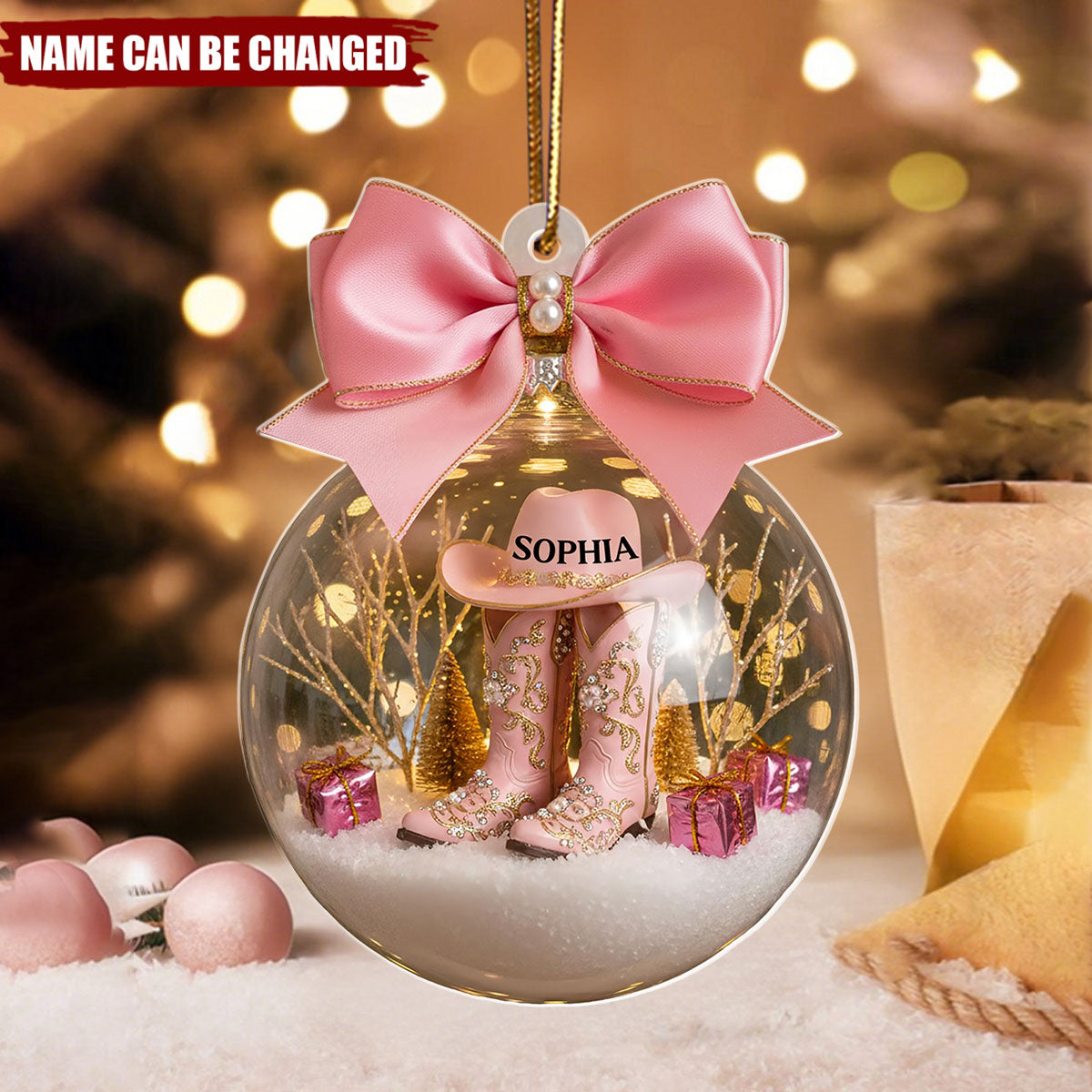 Cow Girl Boots - Personalized Christmas Acrylic Ornament