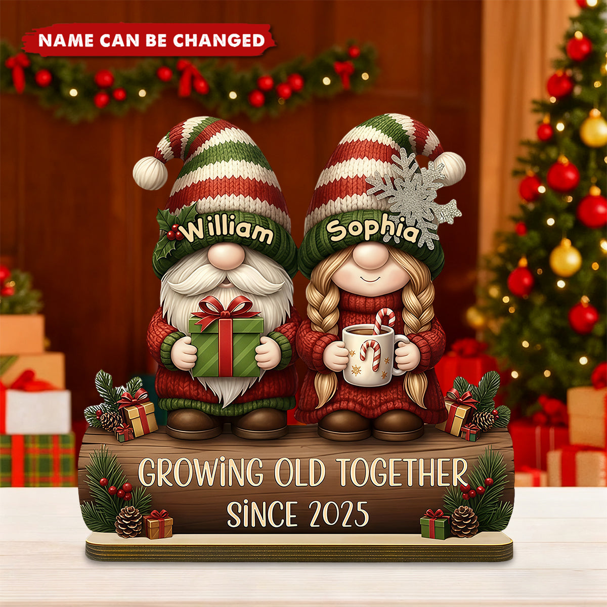 Custom Couple Growing Old Together Plaque - Personalized Standing Wooden Plaque