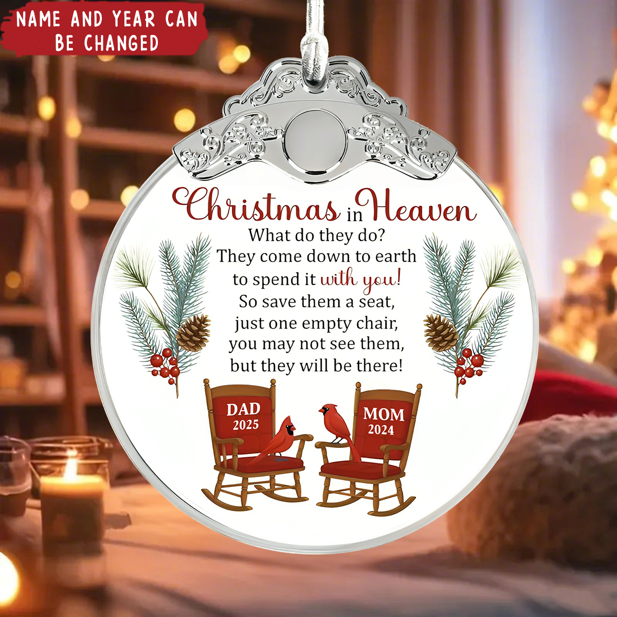 Christmas Heaven, Spend It With You - Personalized Glass Ornament With Silver Cap
