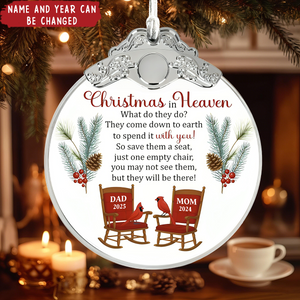 Christmas Heaven, Spend It With You - Personalized Glass Ornament With Silver Cap