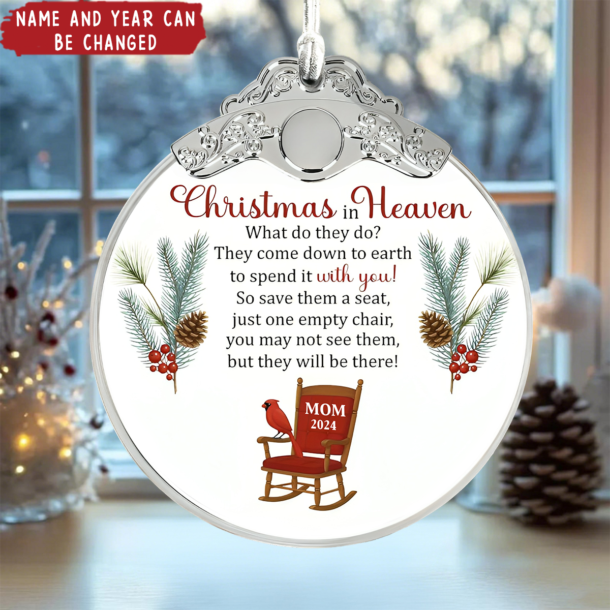 Christmas Heaven, Spend It With You - Personalized Glass Ornament With Silver Cap