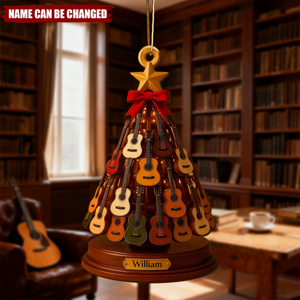 Electric Guitar - Personalized Wooden Ornament, Gift for Music Lovers, Guitar Players