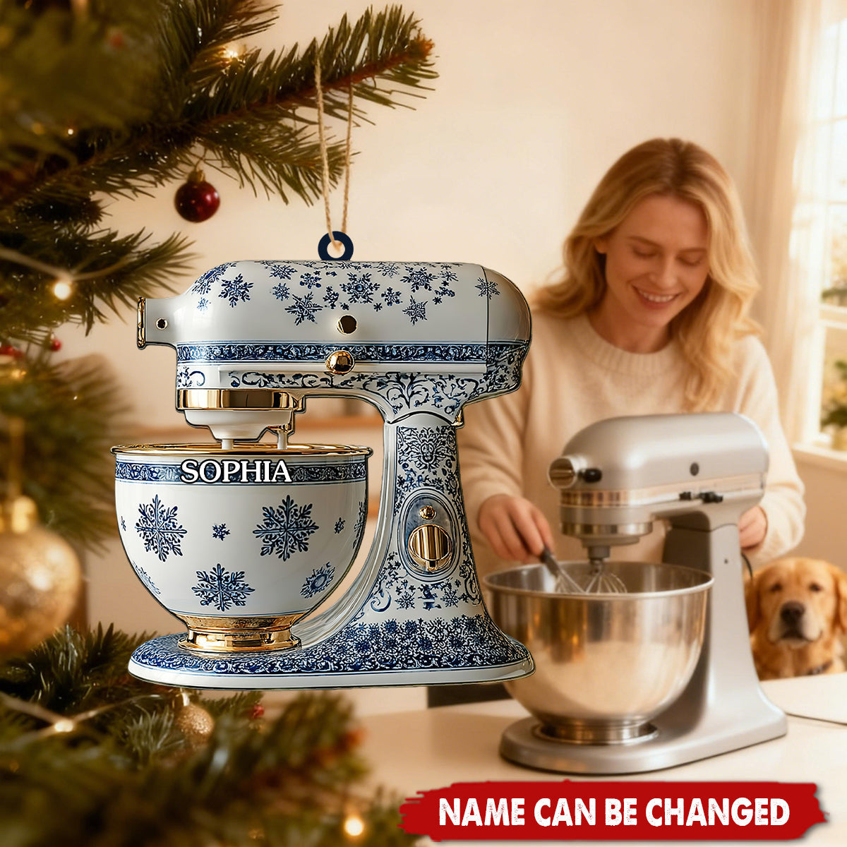 Blue Snowflake Mixer - Personalized Christmas Acrylic Ornament