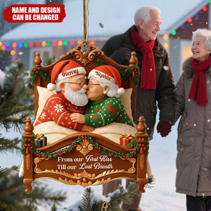 Old Couple Kissing from Our 1st Kiss till Our Last Breath - Personalized Christmas Acrylic Ornament