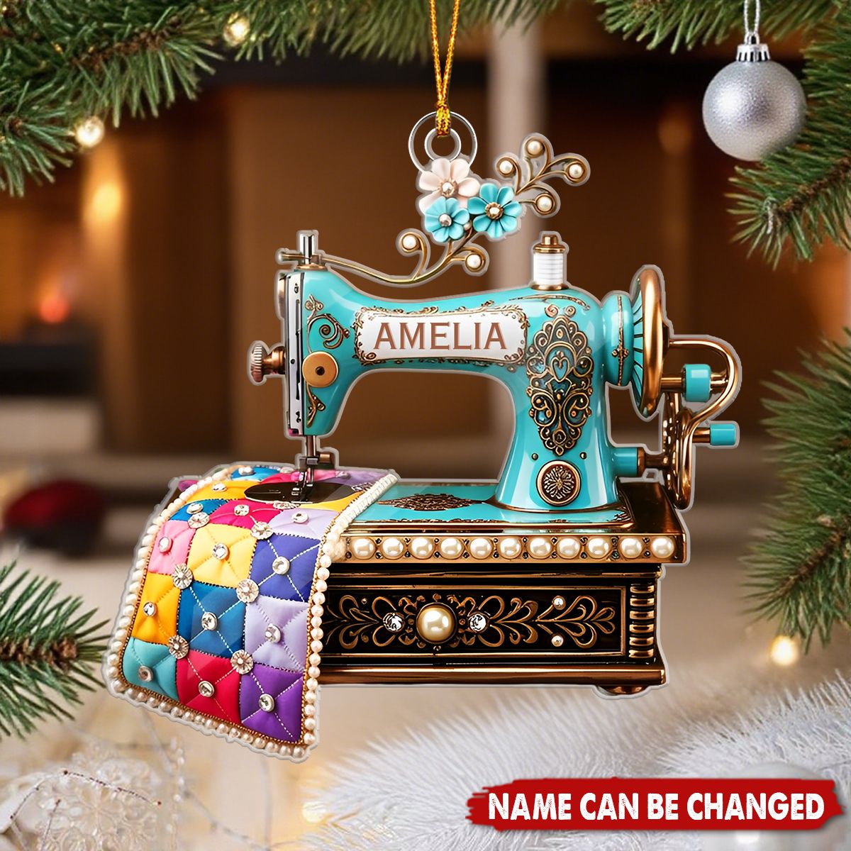 Sewing Machine - Personalized Christmas Acrylic Ornament,Gift For Seamstress