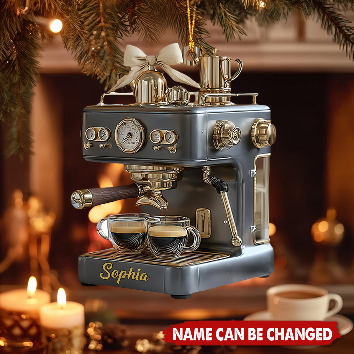 Espresso Machine - Personalized Christmas Acrylic Ornament, Gift For Baristas And Coffee Lovers