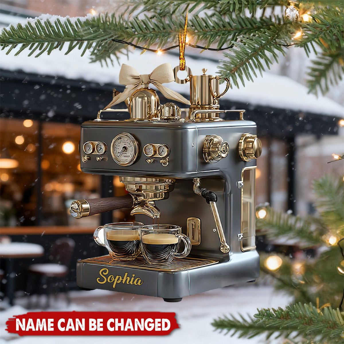 Espresso Machine - Personalized Christmas Acrylic Ornament, Gift For Baristas And Coffee Lovers