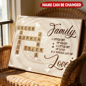 Family Crossword Wall Art A Whole Lot Of Love - Personalized Poster