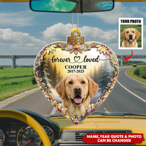 Custom Photo Forever Loved Memorial Dog Cat Family 3D Effect - Personalized Acrylic Car Hanger