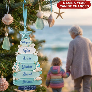 Sea Glass Look Tree – Personalized Acrylic Custom Shape Ornament, Gift For Coastal Family