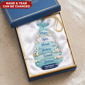 Sea Glass Look Tree – Personalized Acrylic Custom Shape Ornament, Gift For Coastal Family