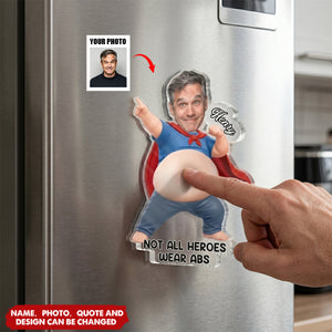 Custom Photo Dad Bod Belly Squishy Acrylic Fridge Magnet – Personalized Father's Day Funny Gifts For Dad, Grandpa – Official Belly Appreciation Club