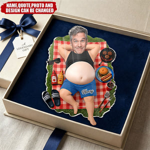 Custom Photo Dad Bod Belly Squishy Acrylic Fridge Magnet – Personalized Father's Day Funny Gifts For Dad, Grandpa – Vacation Mode
