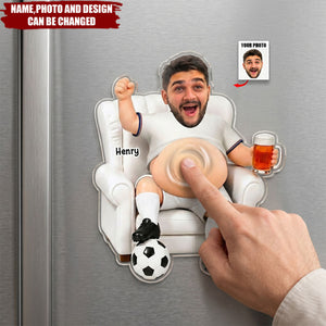 Just A Big Belly Man Who Loves Soccer - Personalized Squishy Fridge Magnet