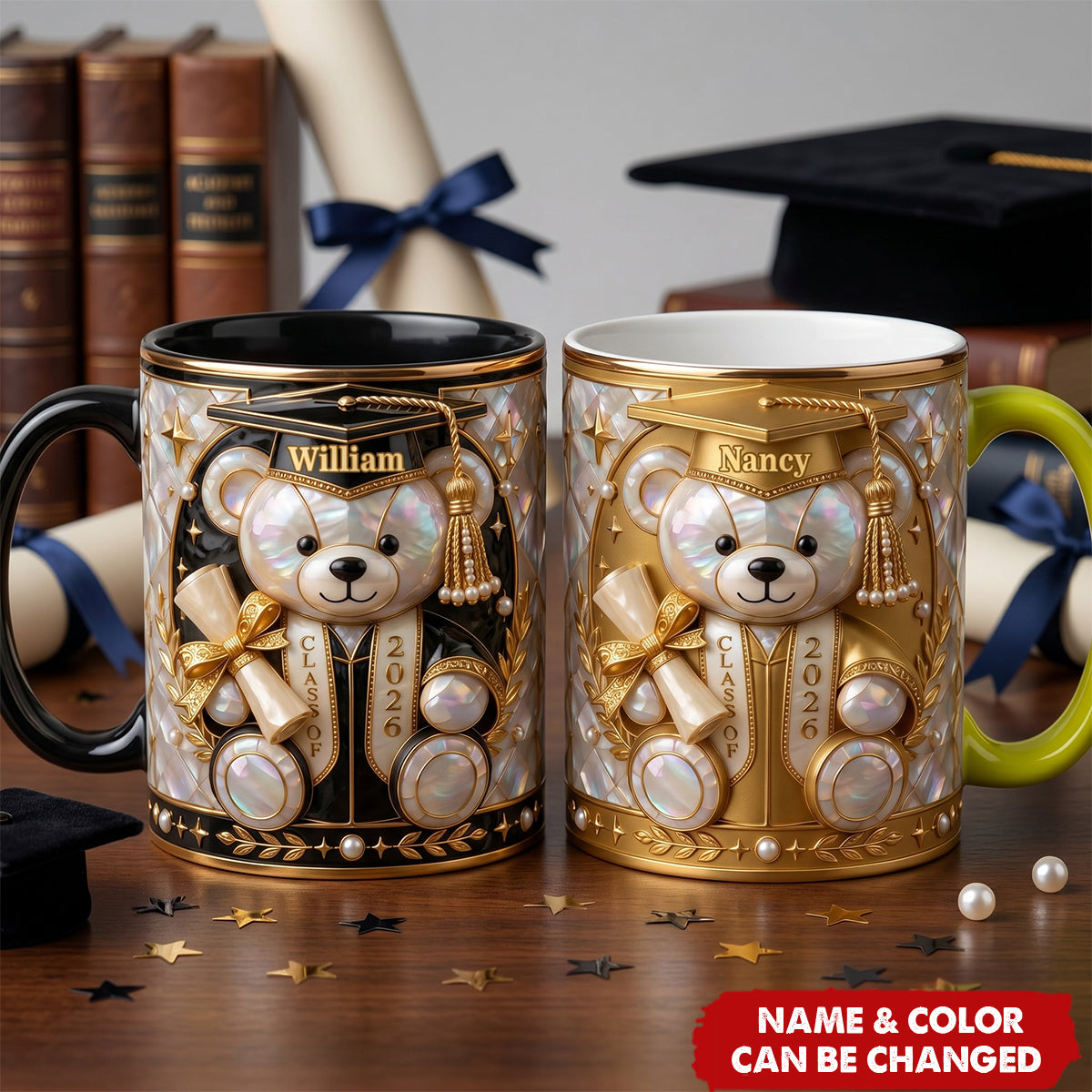 Lovely Bear - Celebrate Graduation Accent Mug - Personalized Gifts For Graduates
