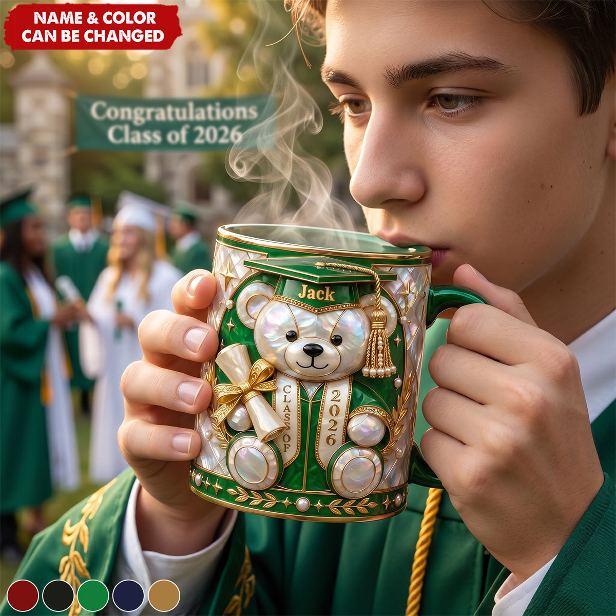 Lovely Bear - Celebrate Graduation Accent Mug - Personalized Gifts For Graduates