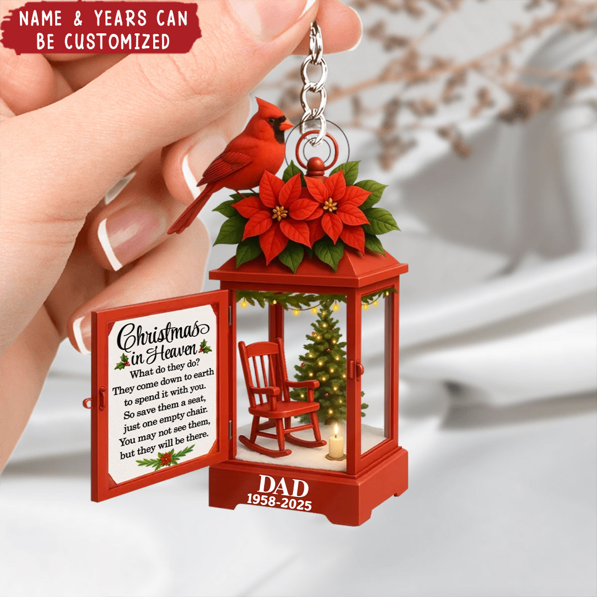 Christmas In Heaven - Personalized Lantern Memorial Keychain