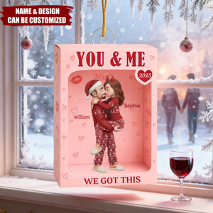 Couple In Pink Toy Box - Personalized Christmas Ornament - Christmas Gift For Couple