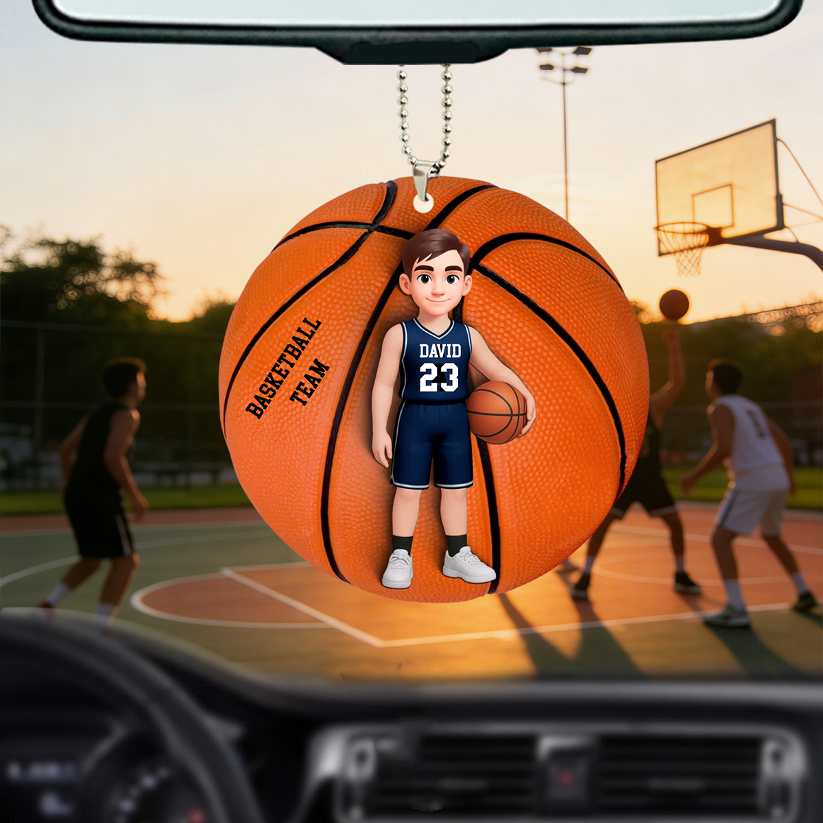 Basketball Girl Boy - Personalized Acrylic Car Ornament, Gift For Teen Boy Teen Girl