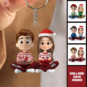 Love In Snow - Personalized Christmas Acrylic Keychain