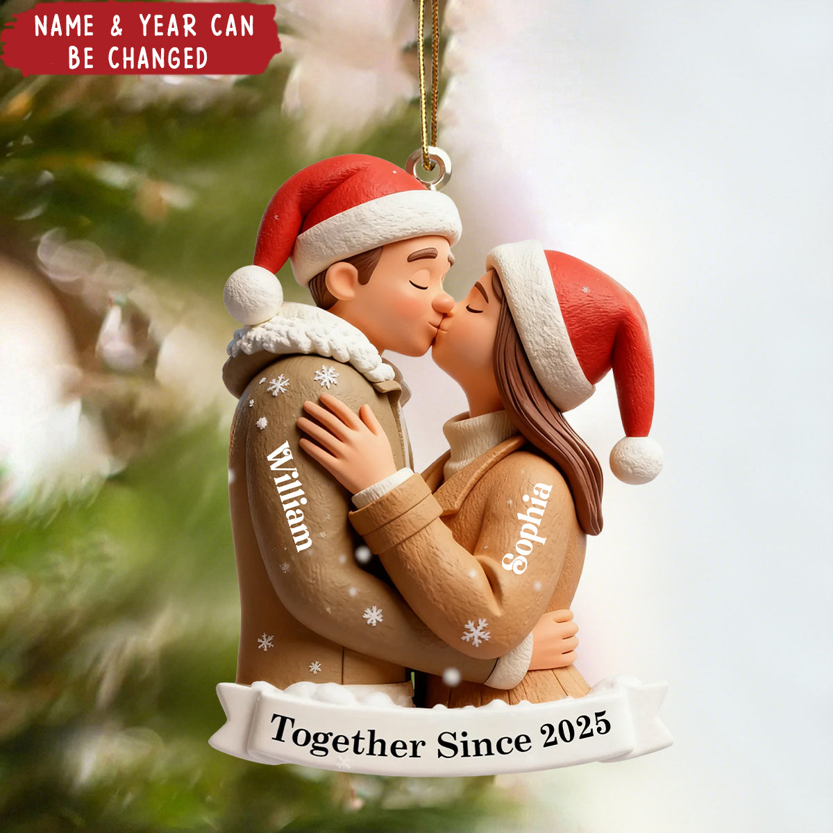 Personalized Kissing Couple Christmas Acrylic Ornament with Names and Date Home Tree Decor Christmas Gift for Couple