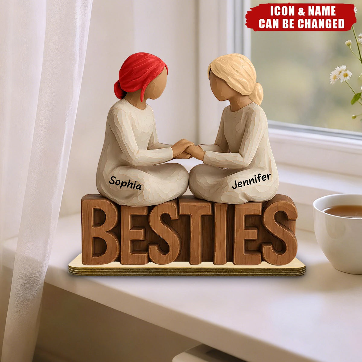 Besties Forever Together - Personalized Wooden Plaque - Gift For Best Friends