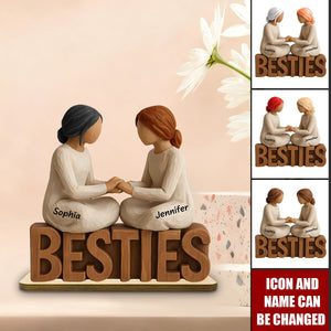 Besties Forever Together - Personalized Wooden Plaque - Gift For Best Friends