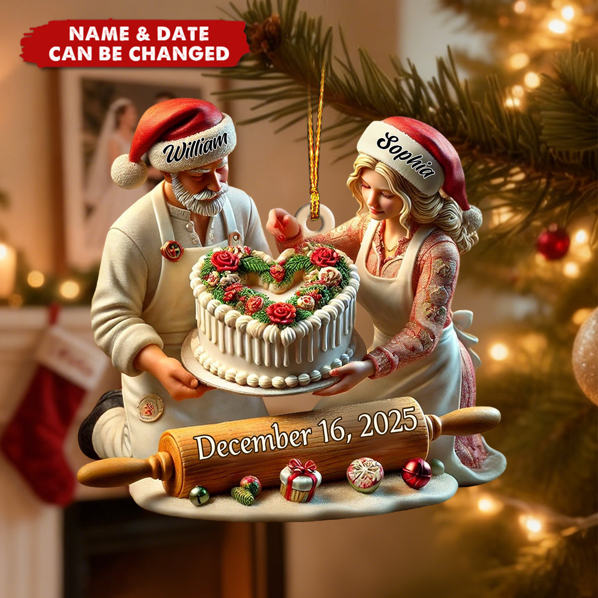 Custom Name Baker Couple Ornament Ornament, Lover Christmas Gift