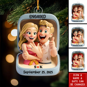 First Christmas Engaged - Personalized Acrylic Ornament, Custom Name Proposal Keepsake, Engagement Gift