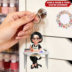 Christmas Nail Technician - Personalized Acrylic keychain - Gift For Nail Technician, Nails Decor, Beauty Salon, Woman, Girl