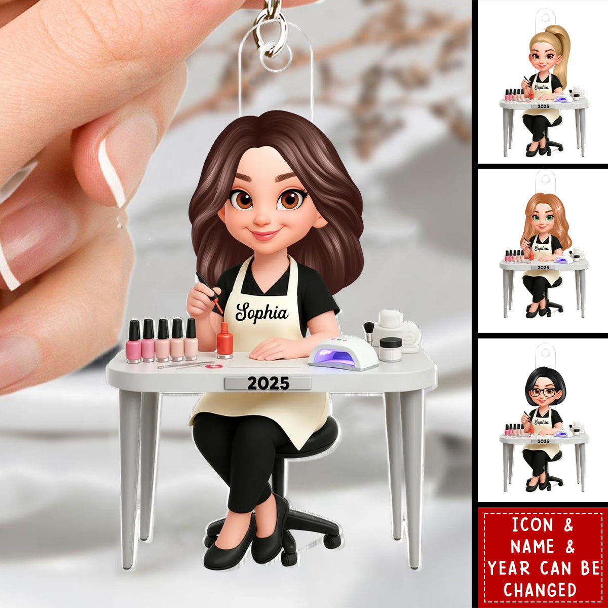 Christmas Nail Technician - Personalized Acrylic keychain - Gift For Nail Technician, Nails Decor, Beauty Salon, Woman, Girl