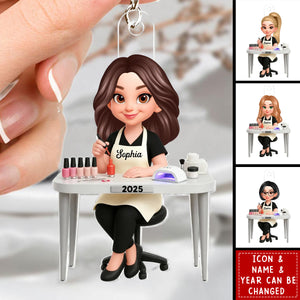 Christmas Nail Technician - Personalized Acrylic keychain - Gift For Nail Technician, Nails Decor, Beauty Salon, Woman, Girl