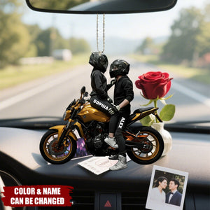 Motorbike Couple Home Decor, Christmas Ornament, Personalized Acrylic Car Ornament