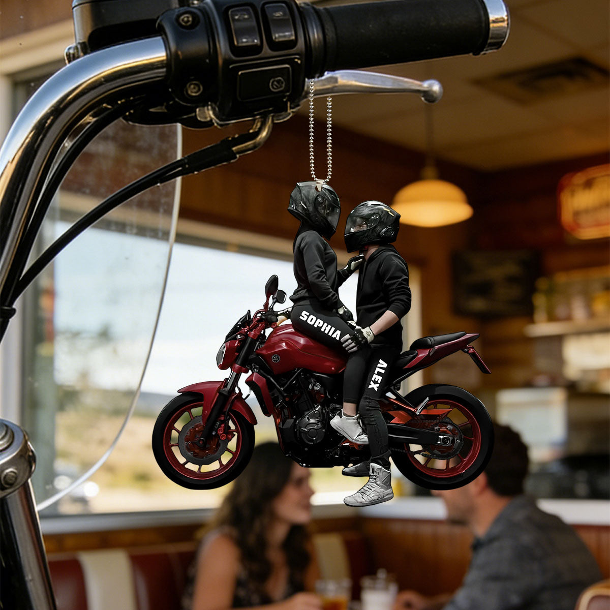 Motorbike Couple Home Decor, Christmas Ornament, Personalized Acrylic Car Ornament