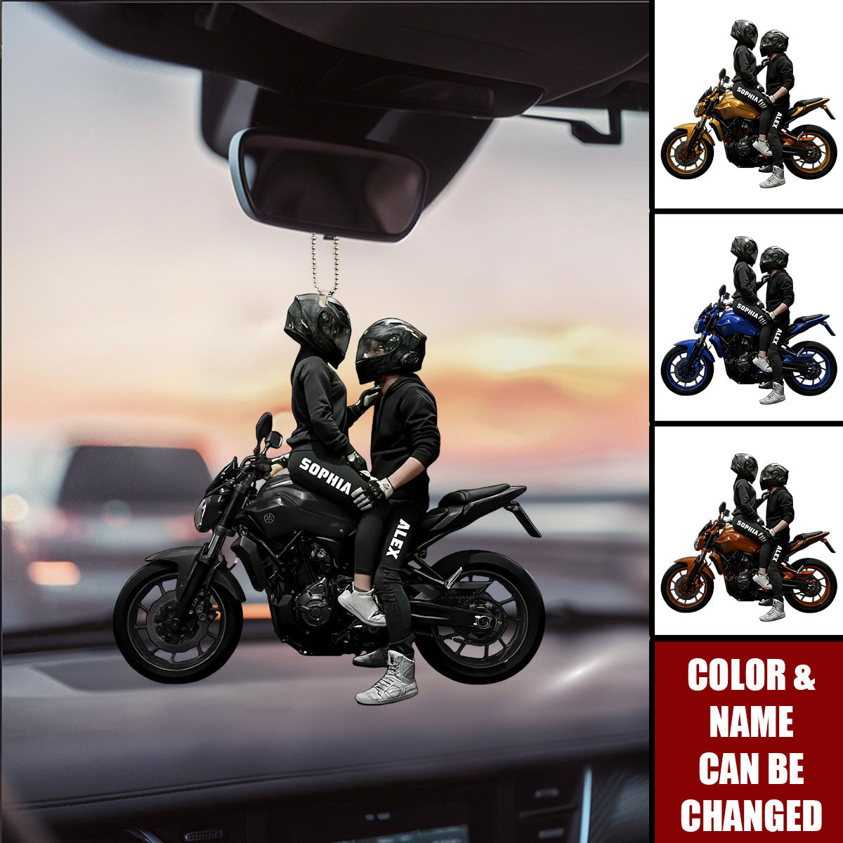 Motorbike Couple Home Decor, Christmas Ornament, Personalized Acrylic Car Ornament