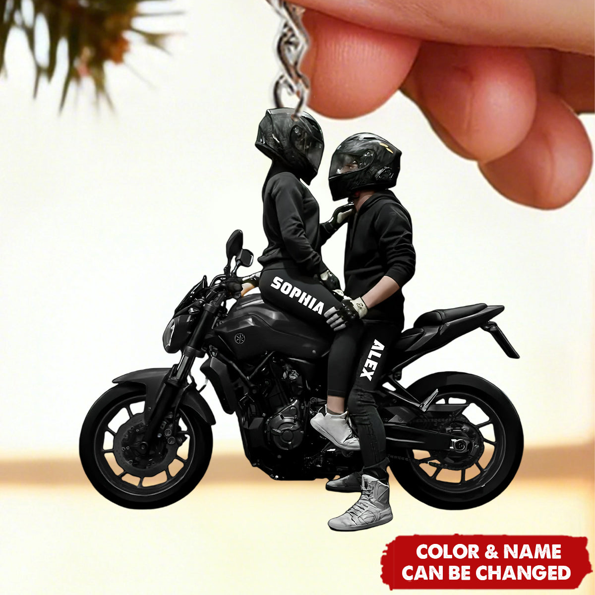 Motorbike Couple Home Decor, Christmas Keychain, Personalized Acrylic Keychain