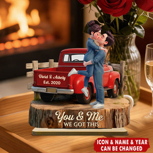 Romantic Couple Pickup Truck God Bless The Broken Road - Personalized 2-Layered Wooden Plaque