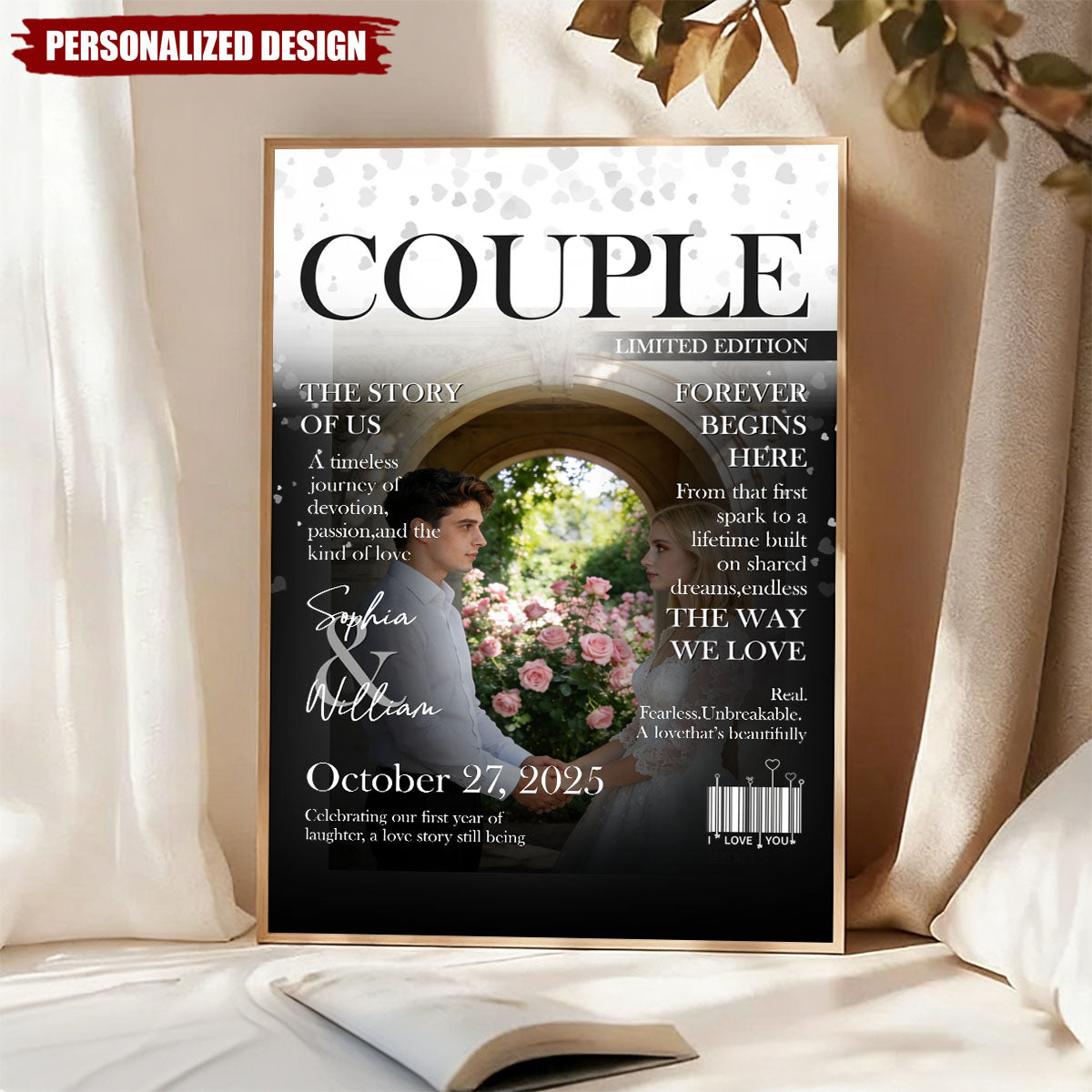 Couple Magazine Cover, Custom Love Story Canvas, Romantic Couple Gift, Wedding Gift, Anniversary Keepsake, Valentine’s Day Wall Art