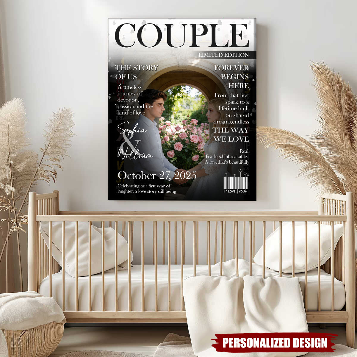 Couple Magazine Cover, Custom Love Story Canvas, Romantic Couple Gift, Wedding Gift, Anniversary Keepsake, Valentine’s Day Wall Art