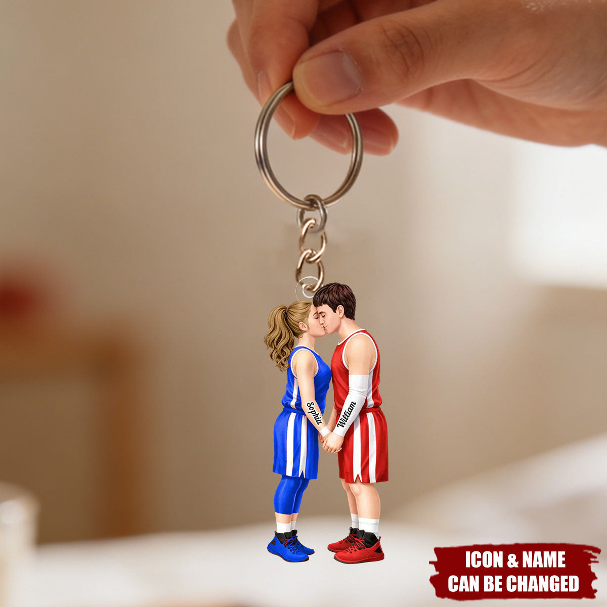 Basketball Couple Together - Personalized Acrylic Keychain - Anniversary, Valentine's Day Gift